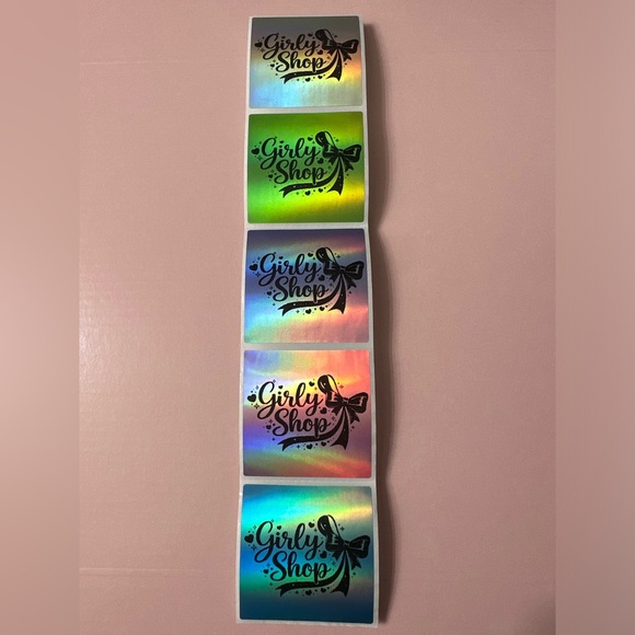 Other - 50 ct. Custom 2”x2” Holographic Multi-Color Rainbow Square Sticker Labels